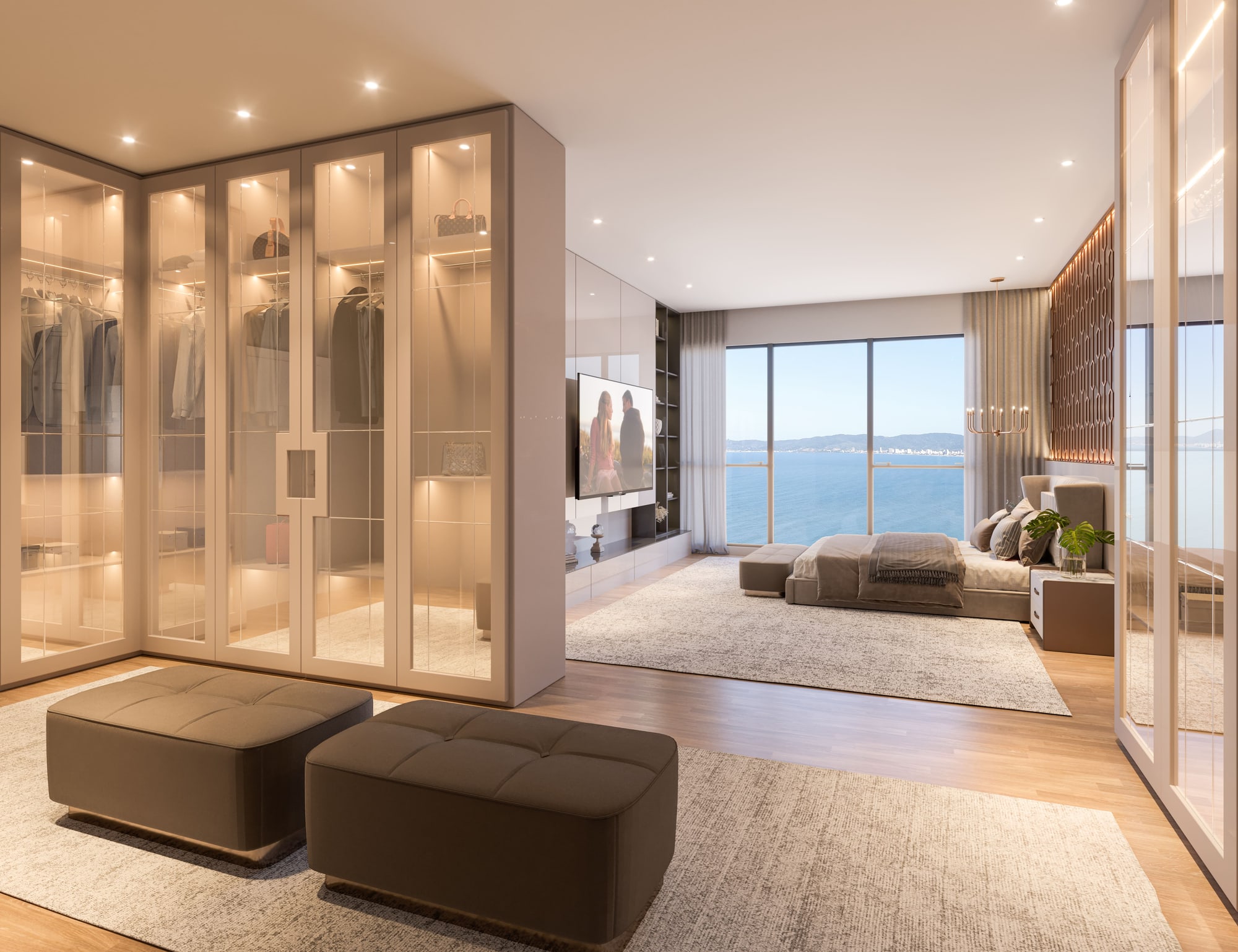 Suíte máster do apartamento Celine com closet integrado