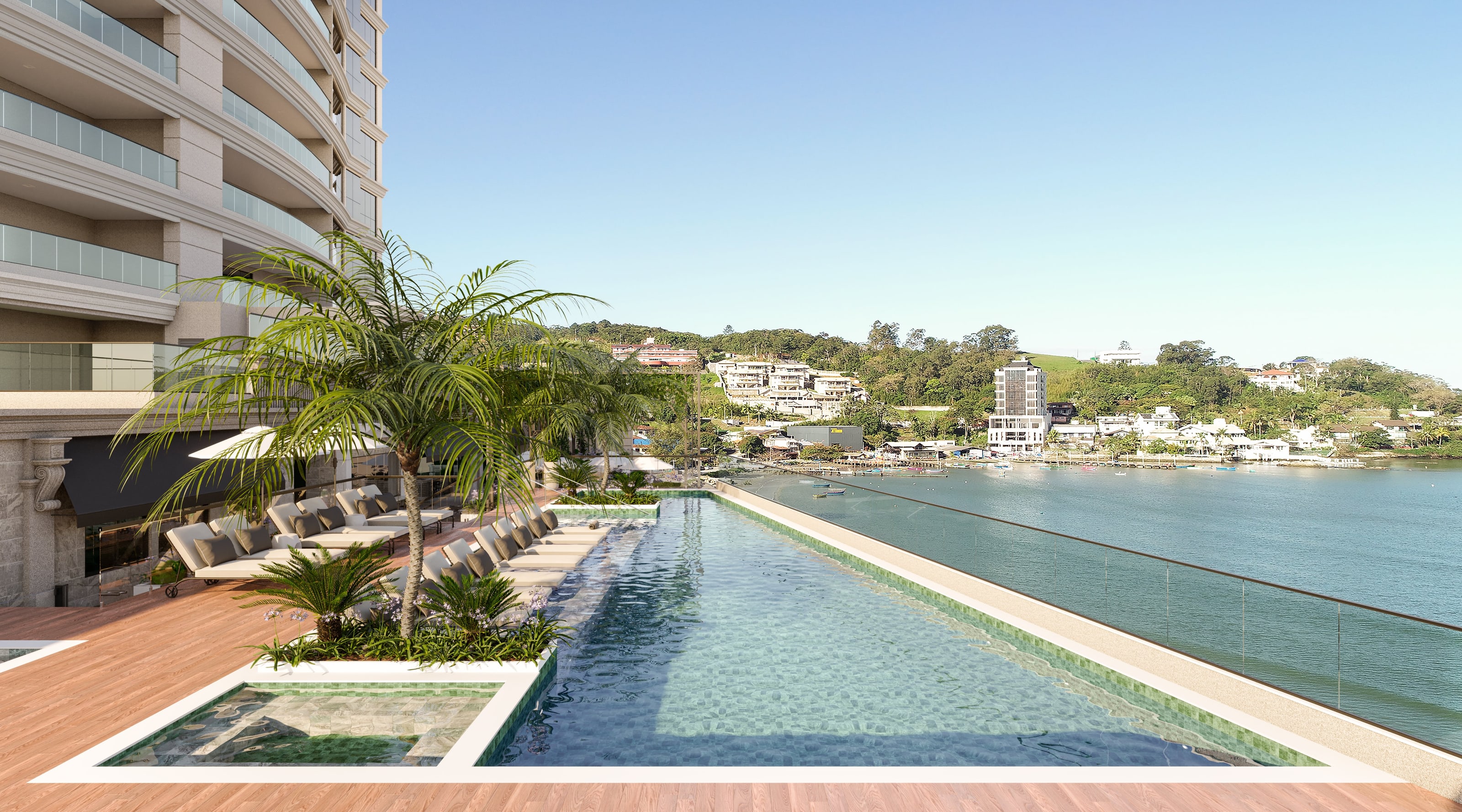 Piscina infinita do Celine com vista para a Marina do Canto da Praia